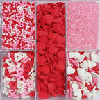 Sentovac Valentine Sprinkles Edible Red Pink White Heart Nonpareils Jimmies Sanding Sugar Mix for Cake Decorating Cookie Cupcake Topper Baking Decorations Valentine Wedding Supplies