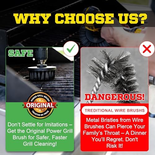 Grill Brush 5 Piece BBQ Cleaning Kit - Nylon Safe Bristle, Wire Free, Safe for All Grates Stainless Steel, Porcelain, Charcoal Smoker Grill Cleaner Scraper, Accessories Outdoor