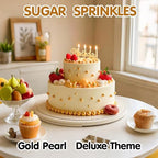 Edible Gold Pearl Sprinkles,Candy Pearls for Baking,Sprinkle Mix Size,130g/4.58oz Sugar Cake Decorations,Cupcake Toppers,Cookie Decorating,Donuts Ice Cream Decorating,Wedding Birthday Party Mother's Day Supplies