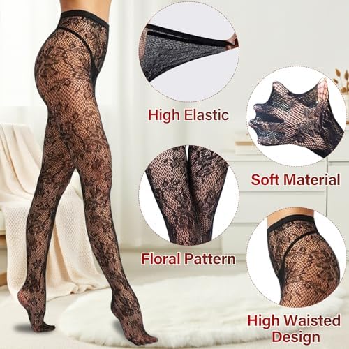 Tights High Waist Fishnet Stockings for Woman Sexy Fishnet Patterned Tights Sexy Black Mesh Stockings Rave Outfits for Women