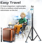 TidyFriend Steel Tripod IV Pole, Portable IV Pole Stand, Adjustable 30 –72 in Height, Collapsible Stand with 2 Hooks & 3 Legs, Lightweight & Travel Friendly, For Home, Hospitals & Clinics (Black)
