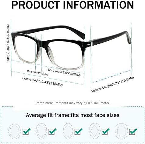 Eyekepper Transition Reading Glasses Photochromic Readers Men Women Black-Clear +0.75
