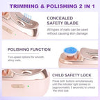Electric Nail Clipper, 2 in 1 Electric Nail Clippers for Seniors and Adults, Baby Automatic Nail Clipper with Polishing, Light & Storage, Smart Nail Clipper 2-Speed for Fingernail (Pink)