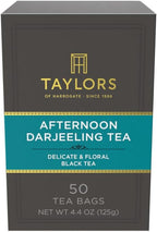 Taylors of Harrogate Afternoon Darjeeling, Black Tea, Pillow Bags 50 Count (Pack of 1), Delicate, Sweet & Floral, Caffeinated, Enjoy Hot or Iced, 50 Teabags
