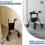 Premium 3 Wheel Rollator Walker for Seniors, Lightweight Foldable Three Wheeled Rolling Walker with Storage Bag, Aluminum Mobility Aid