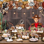 24 PCS Western Cowboy Happy Birthday Cupcake Toppers Wild West Theme Party Decorations Cake Decor Cupcak Decorations Cake Decorating Party Supplies Decor for Baby Shower Men Women Boys Girls