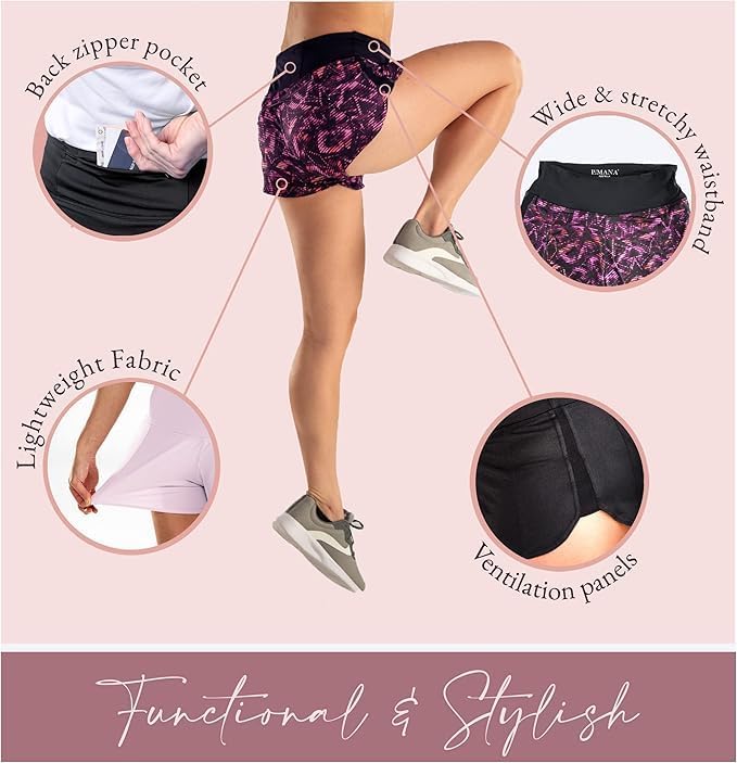 LUMANA Leakproof Running Shorts: Bladder Control Athletic Bottoms - Workout Bottoms Designed with Built-in Pads for Women