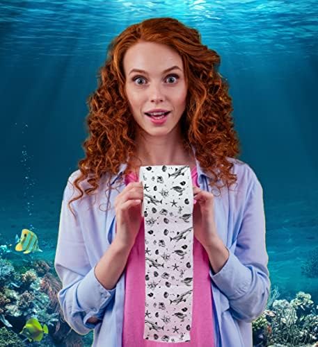 Printed TP Ocean Life 2 Ply Toilet Paper Bathroom Tissue - Novelty Beach Pattern Bath Tissue Roll - Funny Toilet Paper for Home Decor, Potty Gag Gifts, Prank and Hilarious White Elephant - 500 Sheets