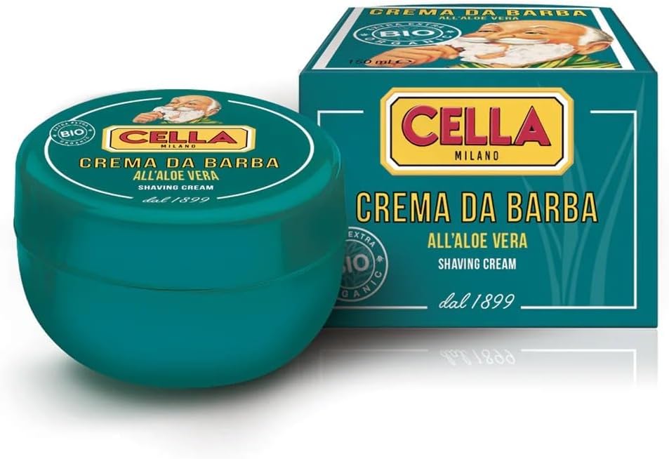 Cella Milano Aloe Vera Shaving Cream Soap, 150 g – Dense, Luxurious Lather with Razor-Glide Protection, Made in Italy Since 1899”