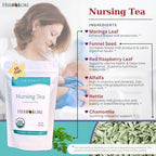 Herb Lore Organic Nursing Tea - 58 Servings - Loose Leaf - Fenugreek Free Lactation Tea with Moringa for Breastfeeding Moms
