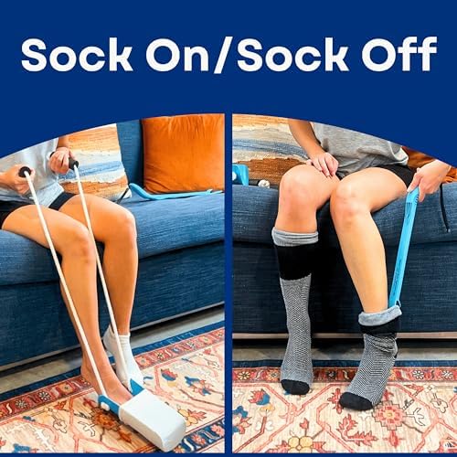 RMS Sock Aid Kit - Easy On Easy Off Device for Putting On Socks and Removing Socks or Stockings for Men and Women with Limited Mobility (Blue)