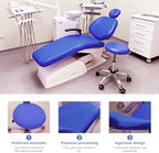 5Pcs Dental Chair Covers Set - Waterproof & Non-Slip PU Leather Elastic Full Covers with Foot, Seat, Headrest & Backrest Protectors for Dental Clinic Chairs(Deep Blue)