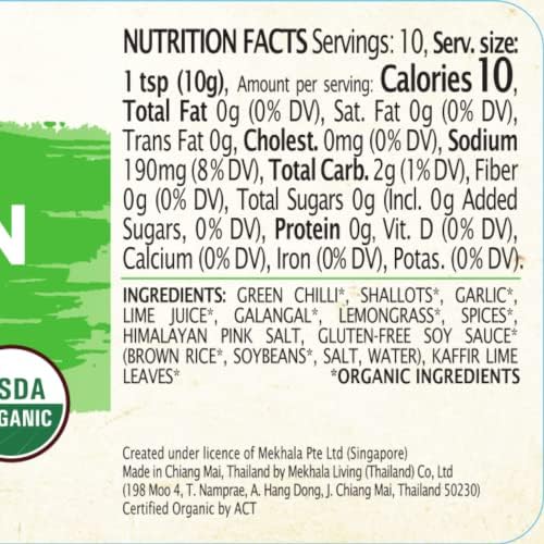 Mekhala Organic Thai Green Curry Paste. VEGAN. GLUTEN-FREE. NO ADDED SUGAR. Versatile. HOT (3.53oz)