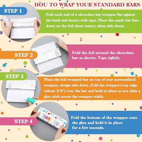 Moinchore 100 Pcs Teacher Appreciation Gifts Employee Appreciation Gifts We Appreciate You Chocolate Candy Wrappers for Paraprofessional Team Party Favor DIY Lover Birthday Graduation(Dot)