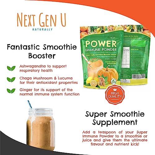 Immune Support - Supplement Powder 150g - Superfood Booster for Adults - Natural Immunity Defense - Daily Drink Mix for Women & Men - Plant Based, Vegan & Gluten Free Smoothie Boost by NextGenU
