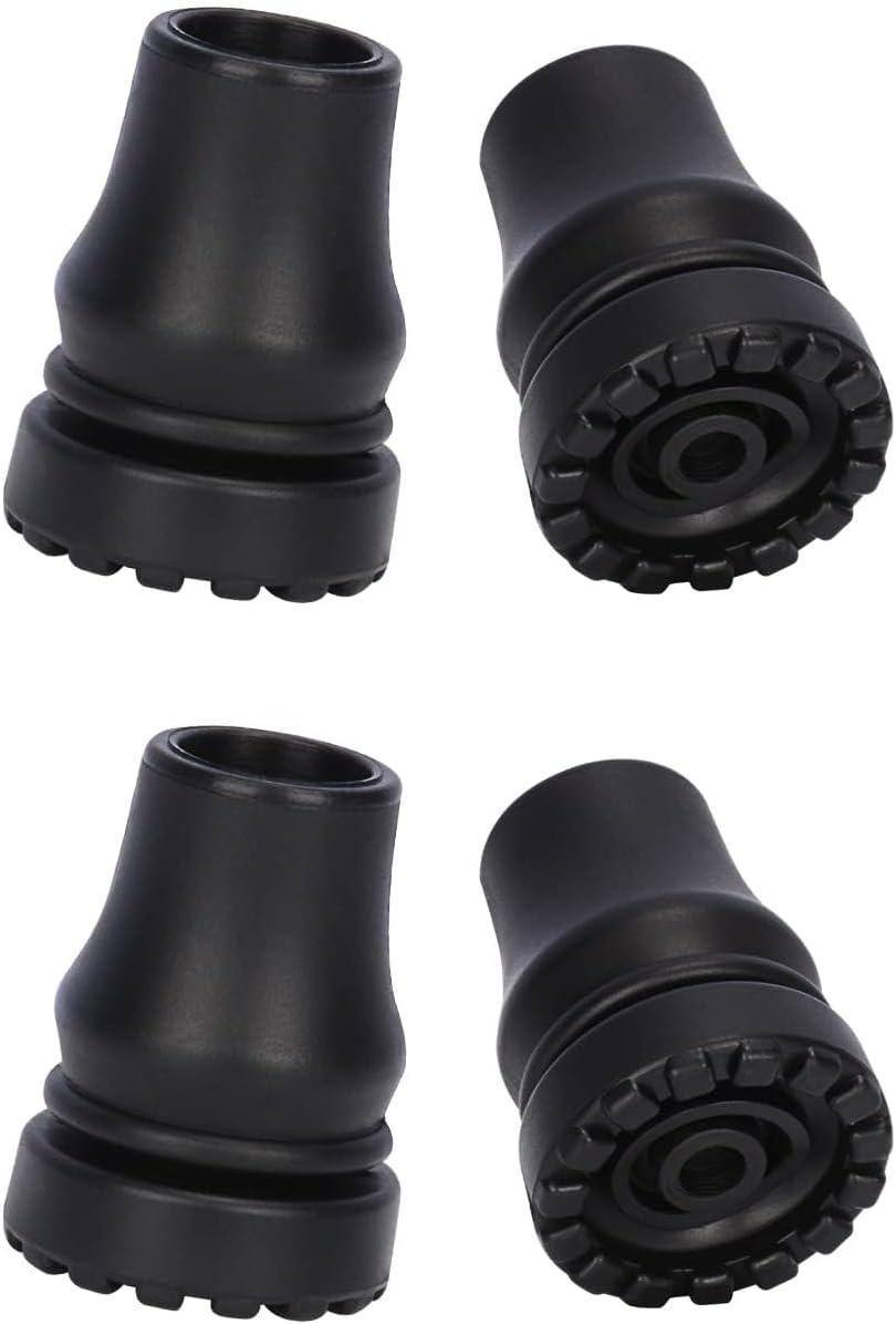 supregear Rubber Cane Tips, (3/4", 4-Pack) Heavy Duty Walking Cane Tips, Anti-Slip Replacement for Canes, Walking Sticks, Hiking Sticks, Seniors Crutches, Black