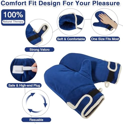Heated Gloves for Arthritis Hands - Electric Heating Mittens 30s Fast Heat Therapy for Carpal Tunnel Pain Relief - Hand Heating Pad Treatment Wrist Fingers 10-90Min Auto Shut Off & 86℉-158℉ Temp