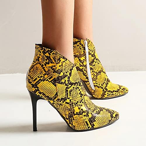 CoceMoce Sexy High Heel Stiletto Ankle Booties for Women Pointed Toe Short Boots with Zipper Snakeskin Animal-Print Autumn Winter Dress Shoes Party Dating Ballroom
