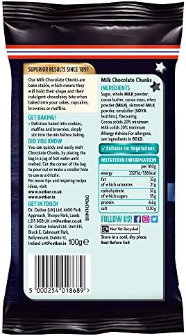 Dr. Oetker Milk Chocolate Chunks (100g)