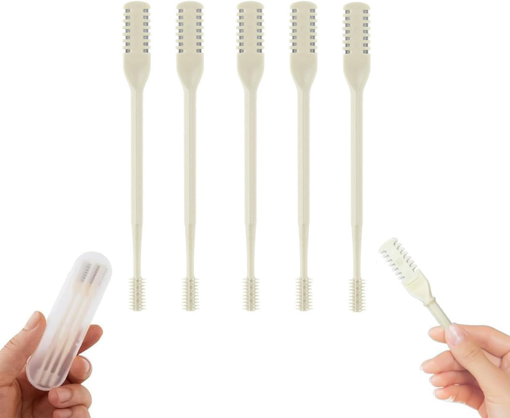 Hannahcos 5Pcs 2-in-1 Nasal Hair Cutter, 2024 New Double Sided Nose Hair Knife, Nostril Hair Remover Tool, Portable Manual 360° Rotating Nose Hair Trimmer with for Women Men, Beige