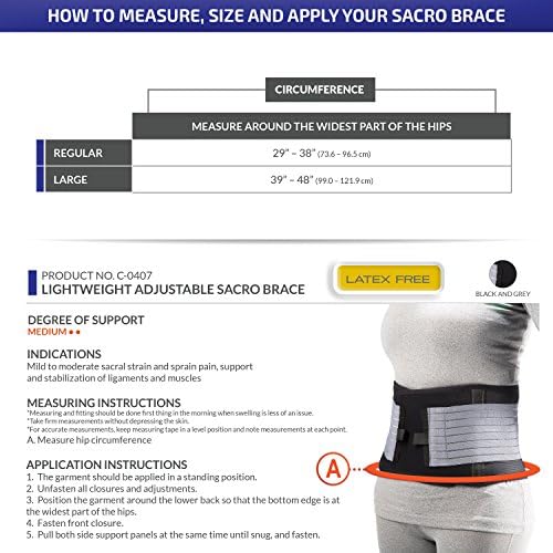 Champion Sacro Brace, Low-Back, Abdominal, Lightweight Support, Black, Large