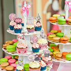 Ercadio 45 Pack Edible Paris Party Cupcake Toppers Pink Paris Theme Cake Decoration Drink Topper Picks Eiffel Tower Balloon for Girls Birthday Romantic themes Party Decor Supplies