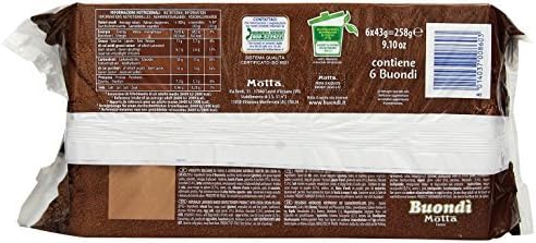 Motta: " Buondì " box of 6 snack cake with Cocoa Cream total 258g each (9.1oz) - Pack of 4 [ Italian Import ]