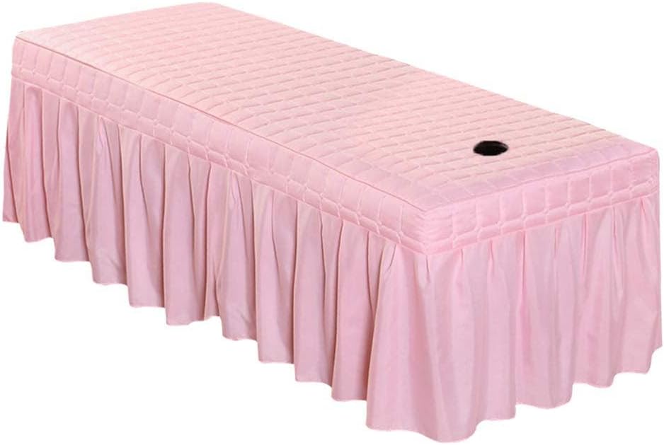1pcs Solid Beauty Salon Bedskirt ONLY for Salon Massage Table Bed Sheet Bedspread SPA Beauty Bed Sheet Full Cover with Hole, 74.8x31.4inch (Pink)