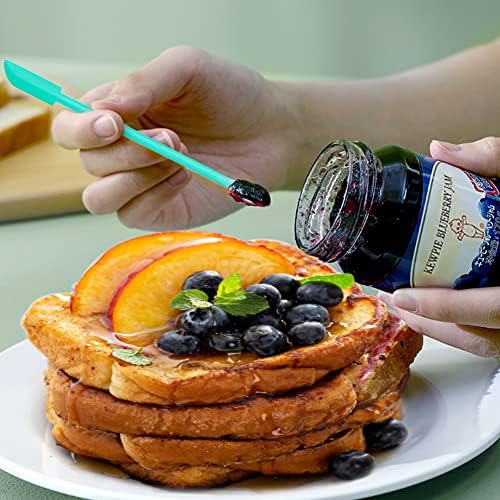 Silicone Spatula Set (6Pcs) - Mini Scraper Tool for Beauty & Food - Reach Every Last Drop, Multi-Size Spatulas for Makeup Jars, Lotion Bottles & Kitchen Containers (Blue and purple)