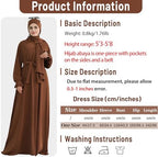 Women Muslim Dress Middle East Arabian Robe Islamic Modest Dress with Hijab Scarf Lace Sleeve Flowy Abaya Dress