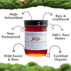 Julbernardia Blossom Organic Raw Honey in Glass Jar, Raw Organic Honey Extracted from Wild Honeycombs in Zambia Woodlands, Unpasteurized Miel de Abeja Organica, 12.35oz