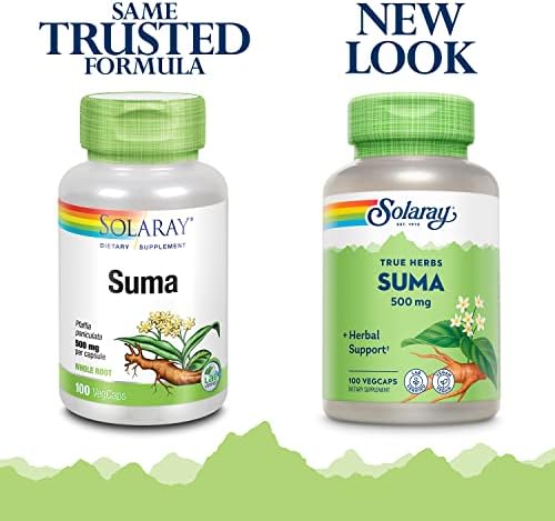 SOLARAY Suma Root 500mg | Adaptogenic Herb for Healthy Stress & Immune Function Support | Naturally Plant Sterols | Non-GMO & Vegan | 100 VegCaps