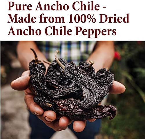 The Spice Way Premium Ancho Chile - Pure Ancho Chilli Powder (4 oz) made from pure dried ancho chili peppers with no additives, no agents. resealable bag
