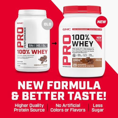 GNC Pro Performance 100% Whey Protein Powder | Supports Healthy Metabolism and Lean Muscle Recovery | Chocolate Supreme | 12 Servings