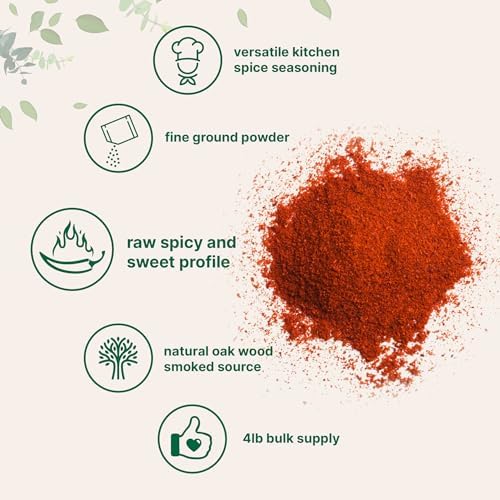Smoked Paprika Powder, 4 lb (64 oz) | Premium Spanish Source | Sweet & Smoky Flavor | Great for Marinades, Meats & Dressings | Additive Free, Non-GMO, Bulk Supply