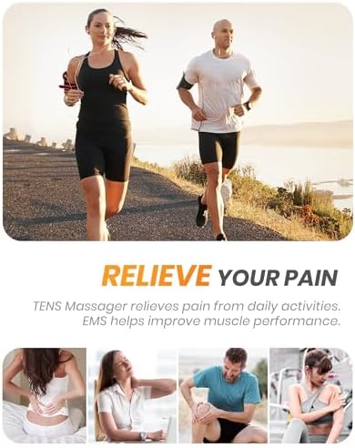 AVCOO 30 Modes TENS EMS Unit Compact Muscle Stimulator for Pain Relief of Back, Shoulder, Neck, Rechargeable & Portable Dual Channel EMS Muscle Stimulator with 30 Intensity Levels, 12 Electrode Pads