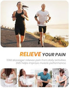 AVCOO 30 Modes TENS EMS Unit Compact Muscle Stimulator for Pain Relief of Back, Shoulder, Neck, Rechargeable & Portable Dual Channel EMS Muscle Stimulator with 30 Intensity Levels, 12 Electrode Pads