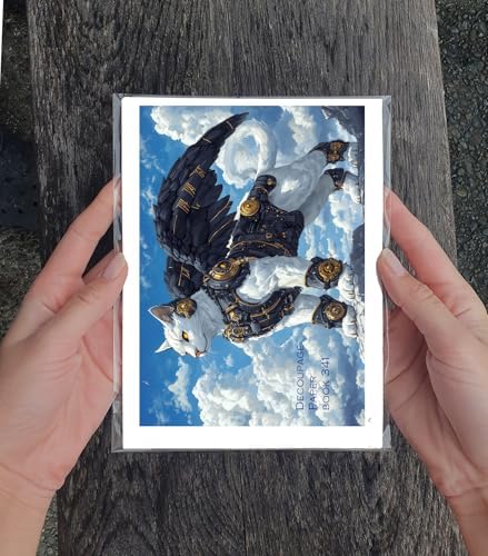 Decoupage Paper Pack (35 Sheets 6"x8") Steampunk Feline Parade ~ Inventive Steampunk Cats in Goggles, Armor, and Mechanical Wings Set in Surreal, Whimsical Backgrounds with Rich Artistic Details