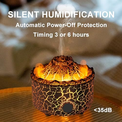 YALEDI Aromatherapy Essential Oil Diffuser, 560ml Ultrasonic Cool Mist Diffuser/Humidifier with Flame & Volcano 2 Mist Mode, for Bedroom,Office,Home, Auto Shut-Off, Remote Control, Gift (Blcak)