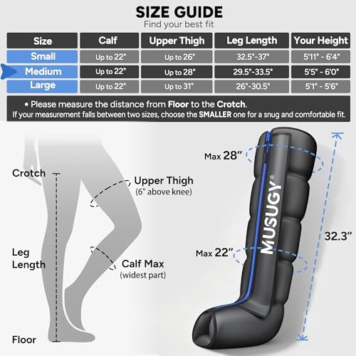 Sequential Leg Compression Massager for Circulation : Full Leg Air Compression Boots for Massage Therapy & Fatigue Relief - 9 Intensity, 6 Modes, 3 Timers for Athletes, Runners, Gym