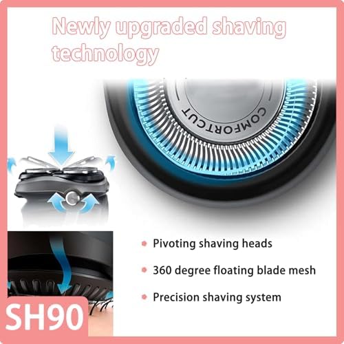 SH90 Replacement Rotary Heads Compatible with Philips Norelco 9000 Replacement Blades,for Norelco 9000 Replacement Heads Series 9000(S9xxx) and 8000(S8xxx)Electric Razor Shaver,SH90 Replacement Heads