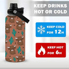Highland Cow Water Bottle 32 Oz, Gifts For Cowgirls, Western Highland Cow Tumbler, Western Cows Gifts For Cowgirl Women, Yak Cows Insulated Stainless Steel Coffee Cup
