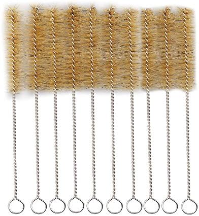 Test Tube Cleaning Brush 25mm Dia. Tan Bristles Radial Tip 11inch Length Tube Wash Cleaning Brush for Lab Set Chemistry, 15 Pack (9.4inch)