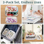 Clear Hard Shell Zipper Cases(3 Packs), Plastic Hard Sided Zippers Pouches Clear Hardshell Pencil Case For Storage, Diaper Bag Organizer Bliss Bins 2*Small/1*Medium