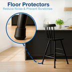 SoftTouch 7/8" Round Non-Marking Rubber Slip-On Chair Leg Tips, Nonslip Protective Furniture Leg Caps for Chairs, Stools, and Tables on Hard Surfaces, Set of 4, Black