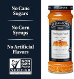 St. Dalfour Heritage Peach Fruit Spread - 10oz - 100% from Fruit, No Artificial Ingredients, Non-GMO, No Cane Sugars, All Natural, Made in France