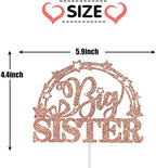 Rose Gold Glitter Big Sister Cake Topper, Girls Birthday Cake Decorations, Baby Shower, Gender Reveal Party Decorations
