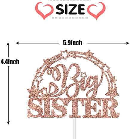 Rose Gold Glitter Big Sister Cake Topper, Girls Birthday Cake Decorations, Baby Shower, Gender Reveal Party Decorations