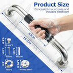 16.7 Inch Shower Grab Bars for Bathroom, Anti-Slip Knurled Surface Safety Support Rail, 304 Stainless Steel Heavy Duty Handrail for Seniors, Wall Mounted Balance Assist for Tub & Toilet