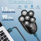 Head Shaver for Bald Men,6-in-1 Electric Shaver for Bald Head 6D Wet/Dry Waterproof Mens Electric Razor Head Shavers Mens Grooming Kit Cordless Rechargeable Face Head Shaving Rotary Shavers